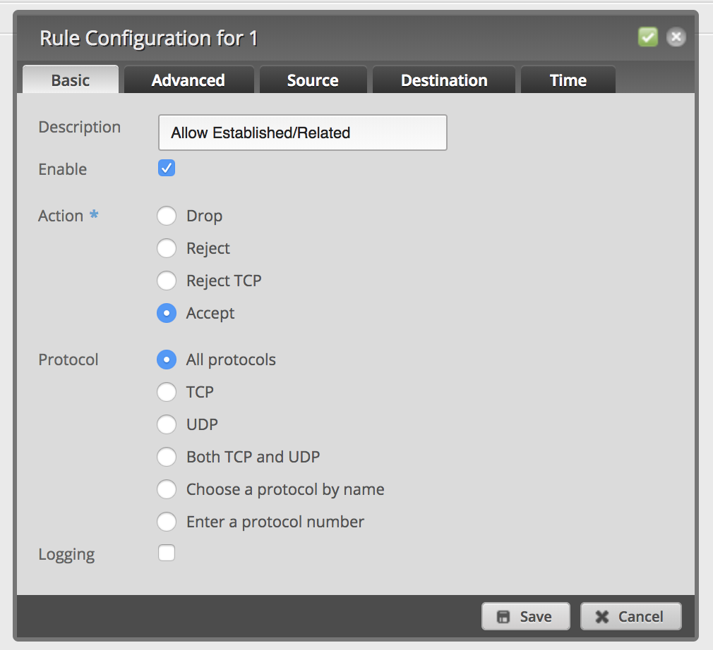 Create Firewall IN Rule 1 Basic