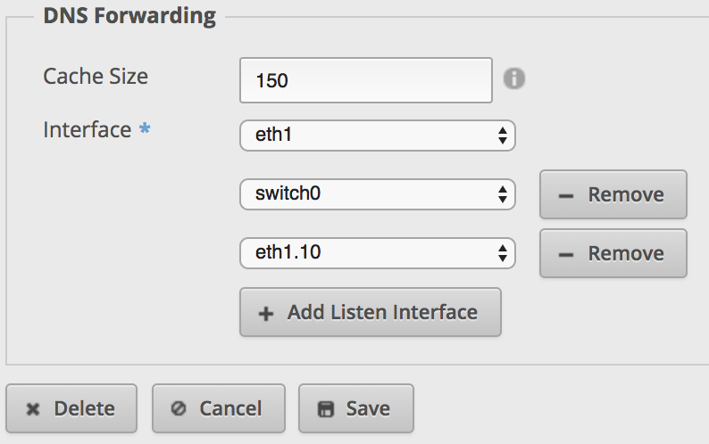 Create VLAN DNS forwarding